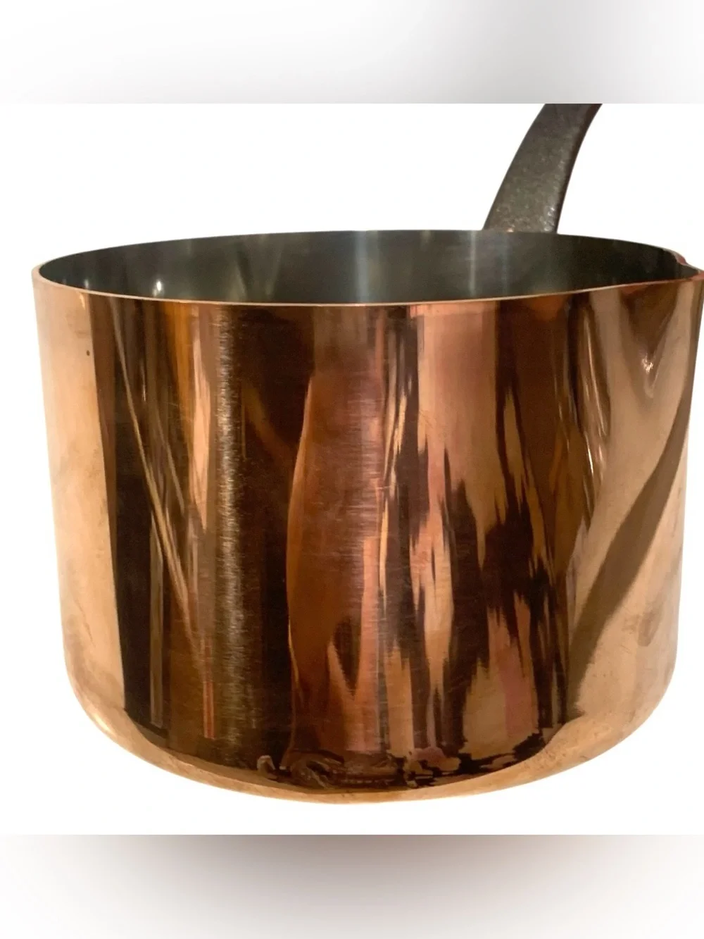 BAUMALU Tinned Copper Sauce Pot Pan Cast Iron Handle Handmade In France 3”x 4.5”